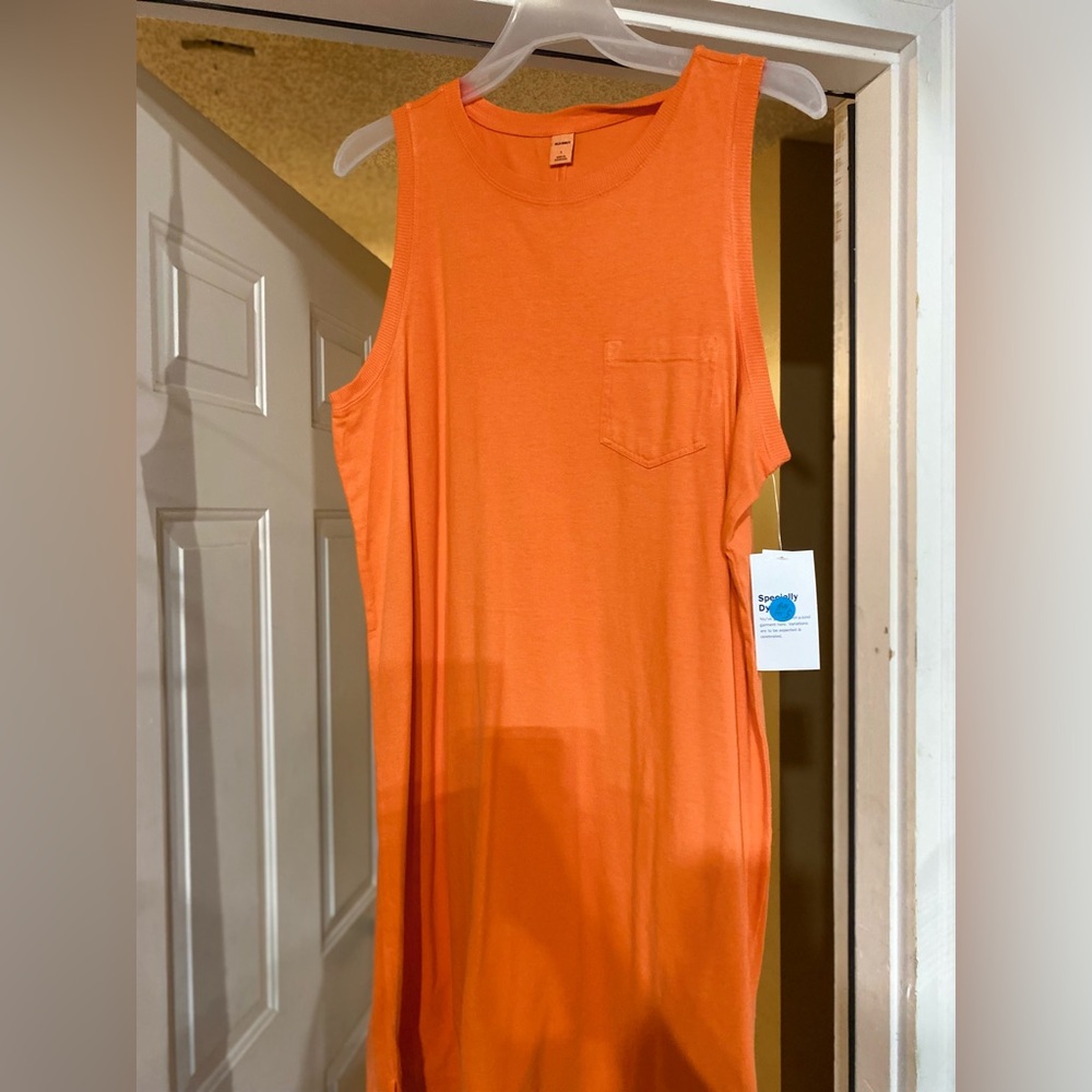 Old Navy orange knee length sleeveless dress NWT